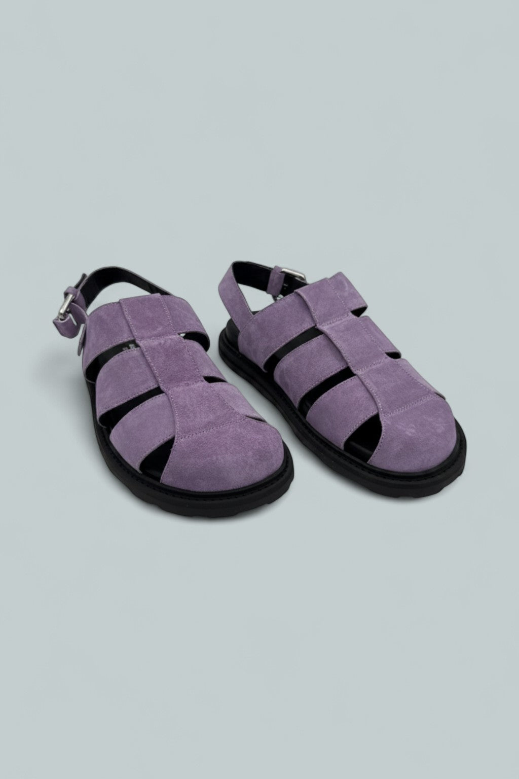 Suede Flat Sandals - Lilac