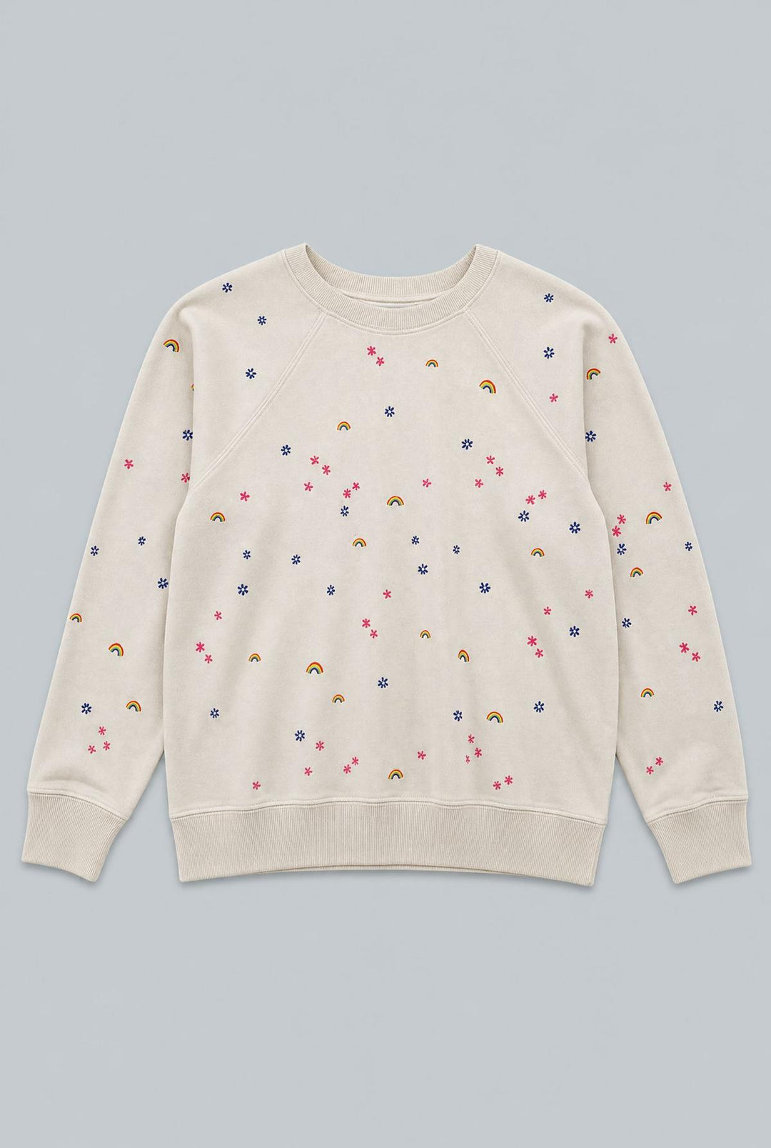 Sweatshirt With Rainbow Embroidery - Ivory