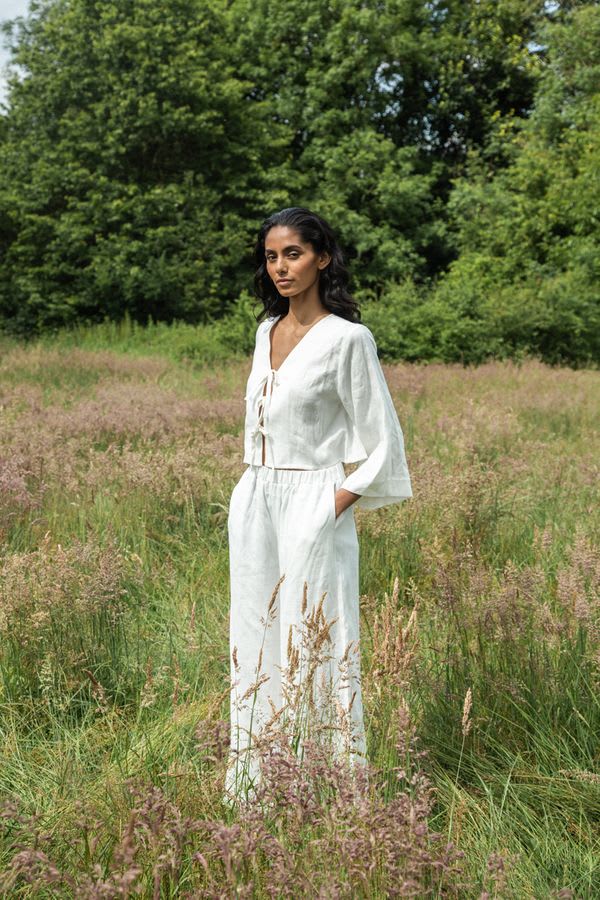 Zoya-May Linen Trouser - Snow White