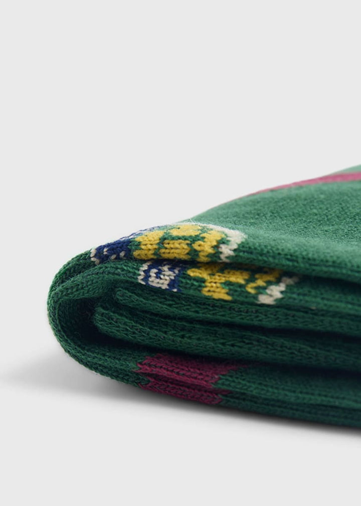 Cotton Crest Motif Sock - Dark Green