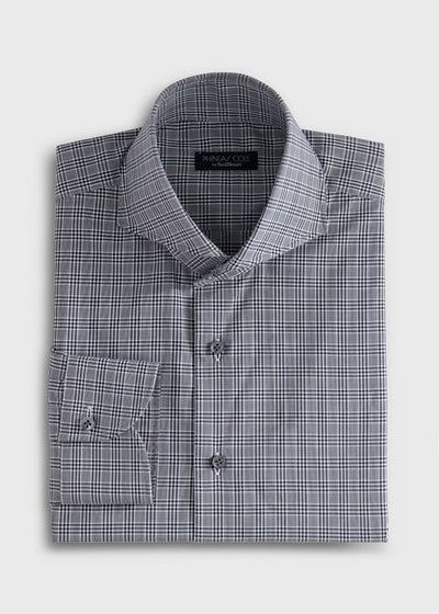 Mini Plaid Extreme Ctwy Cotton Dress Shirt - Black/White - Dress Shirt
