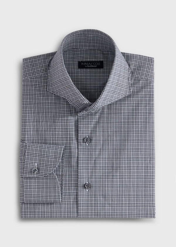 Mini Plaid Extreme Ctwy Cotton Dress Shirt - Black/White - Dress Shirt
