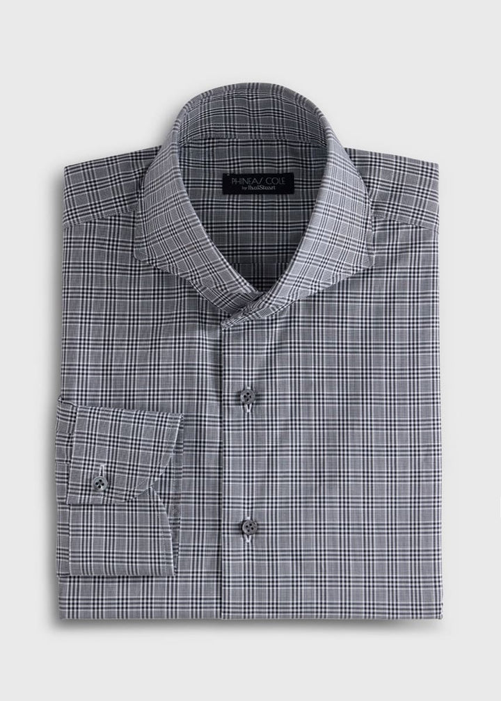 Mini Plaid Extreme Ctwy Cotton Dress Shirt - Black/White - Dress Shirt