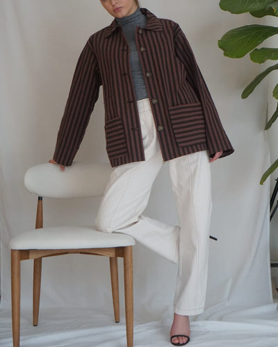 Chocolate Stripe Barn Jacket - Chocolate Brown