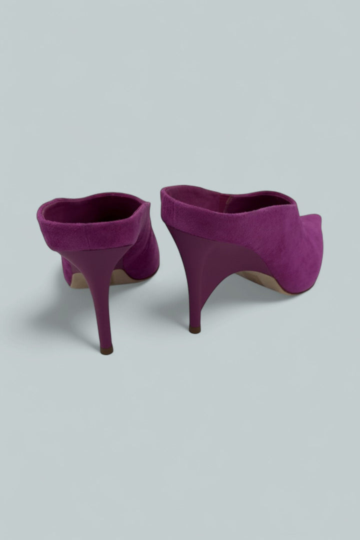 Vader Pointed Toe High Heel Mules - Magenta Suede