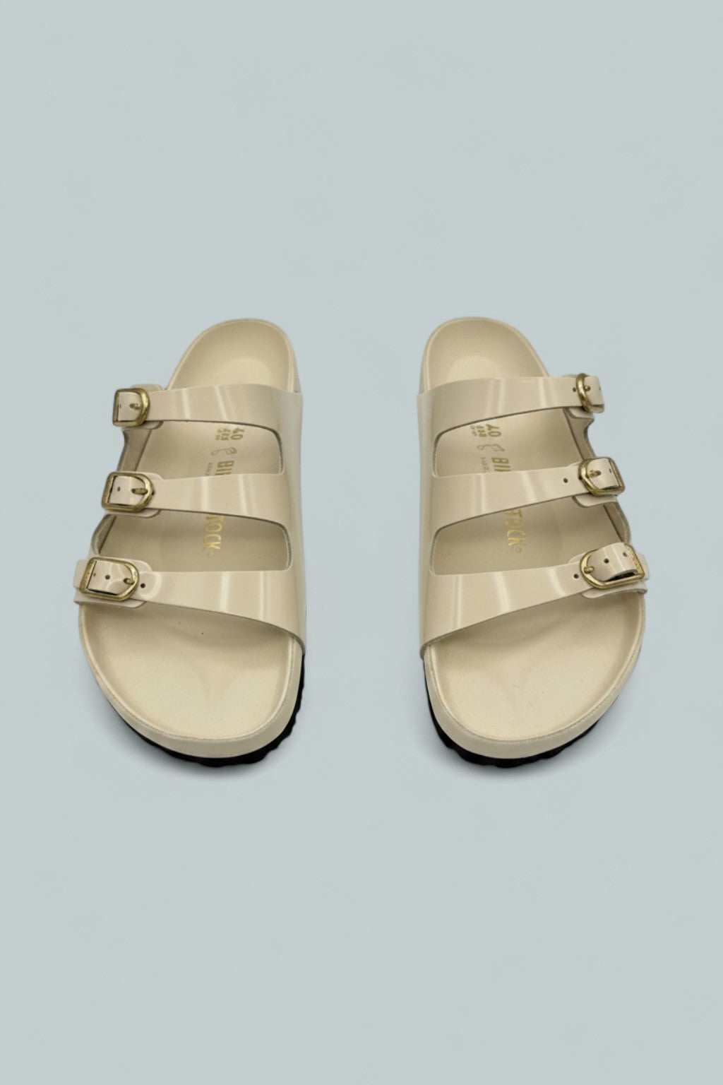 Florida Exquisite Natural Leather Patent Sandals - High Shine Ecru