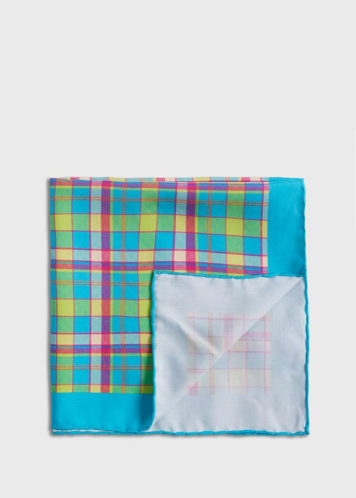 Habotai Silk Plaid Pocket Square - Mint