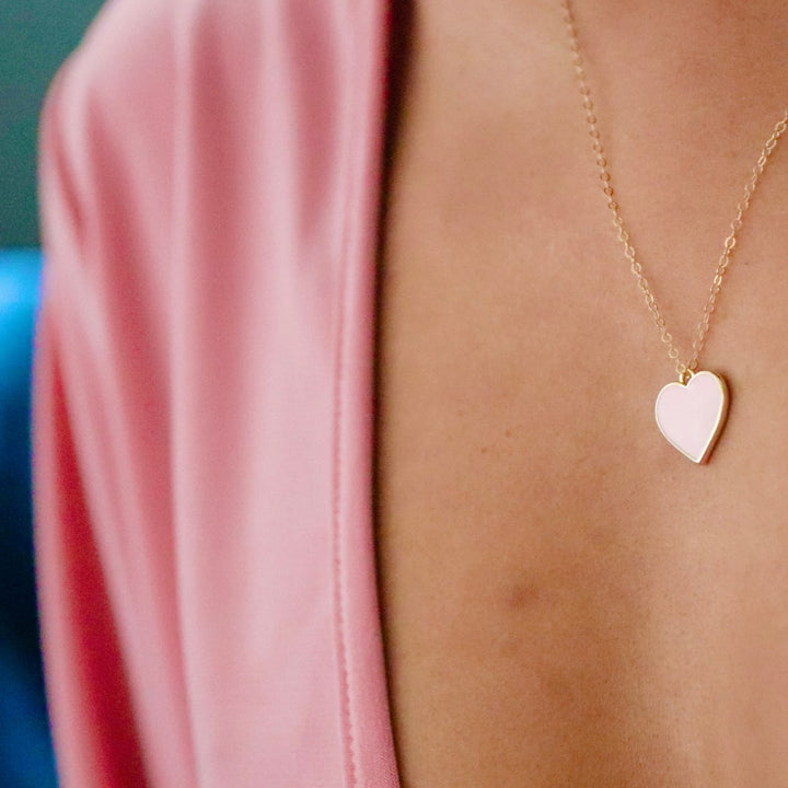 Single Hearted Girl Pink Necklace  Magnetic Clasp Jewelry for Self-Love