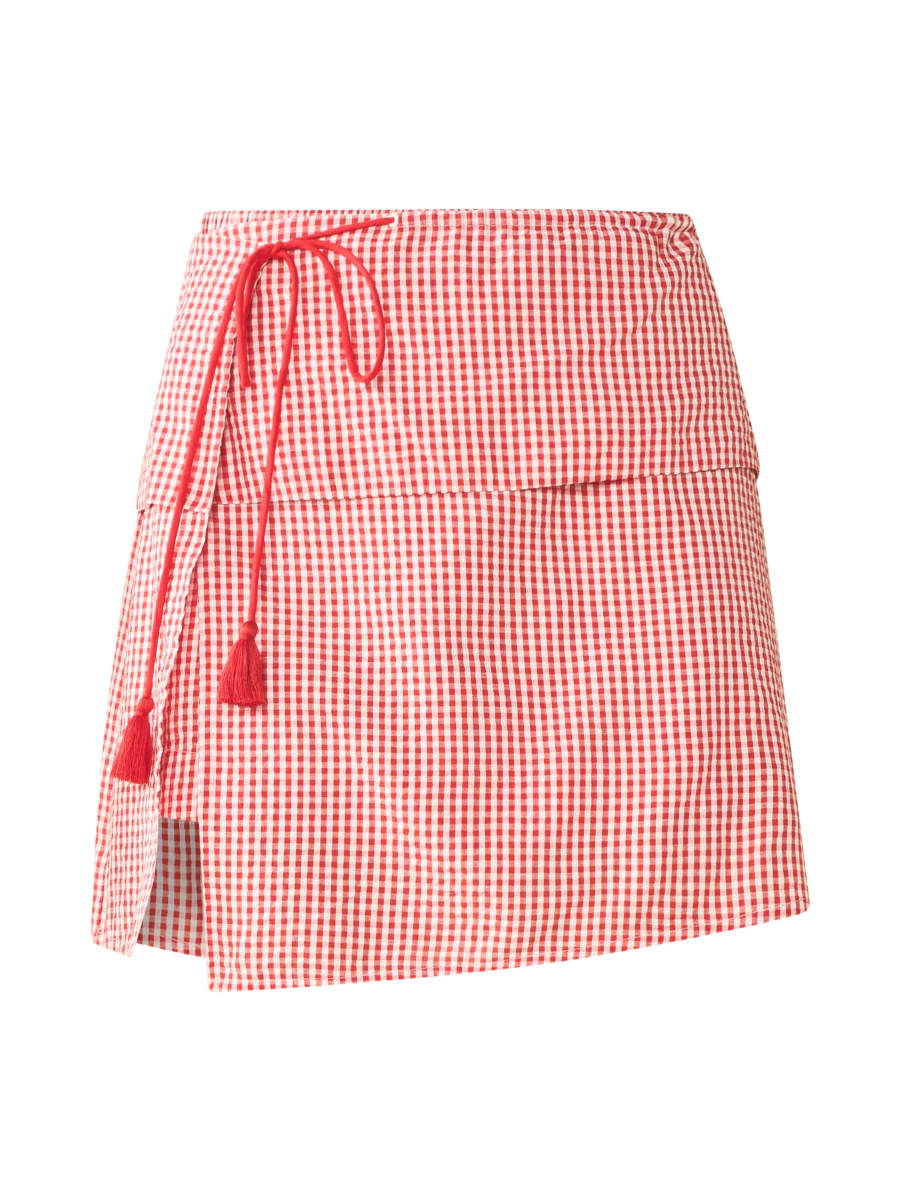 Sam Skort x Rainey - Red Gingham With Cream Crochet Appliqué