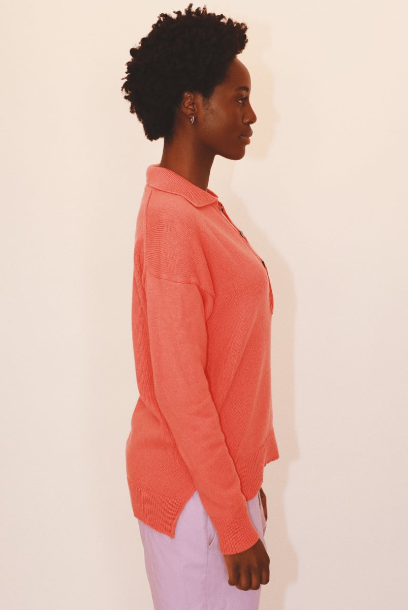 Mitch Collar Sweater - Coral