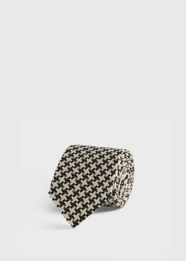 Woven Silk Houndstooth Tie - Green