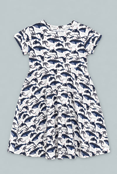 Deep Sea Creatures Whale Cap Sleeve Swirly Girl - A Whale Of A Tale