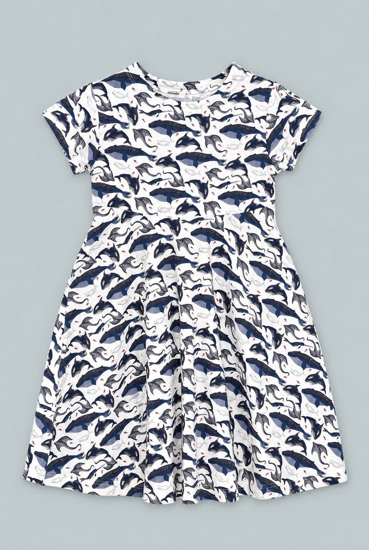 Deep Sea Creatures Whale Cap Sleeve Swirly Girl - A Whale Of A Tale