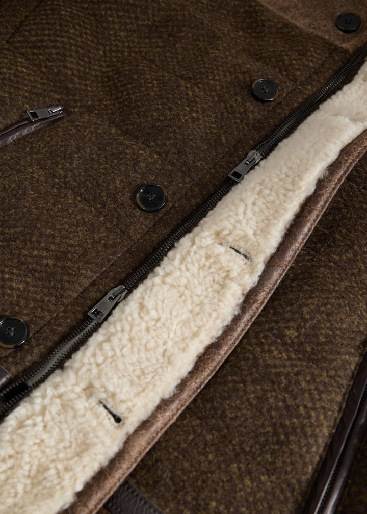Wool & Shearling Jacket - Grey/Brown