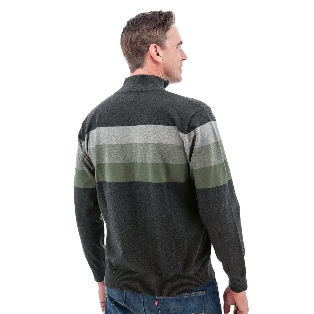 Gunner Classic Stripe 1/4 Zip Sweater - Charcoal