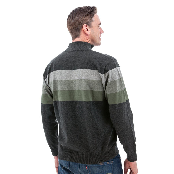 Gunner Classic Stripe 1/4 Zip Sweater - Charcoal