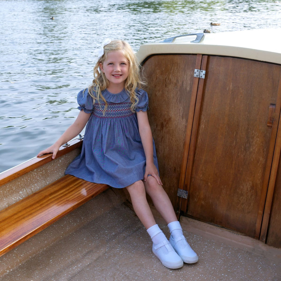 Chambray Smocked Dress