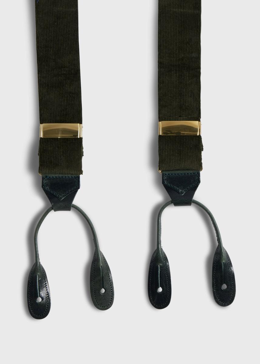 Wide Wale Corduroy Suspenders - Olive