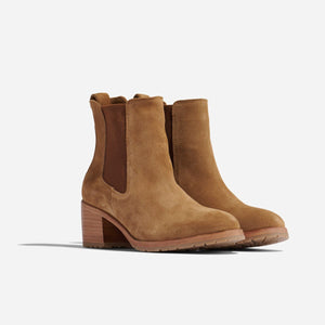 Ana Go-To Heeled Chelsea Boot - Taupe Suede