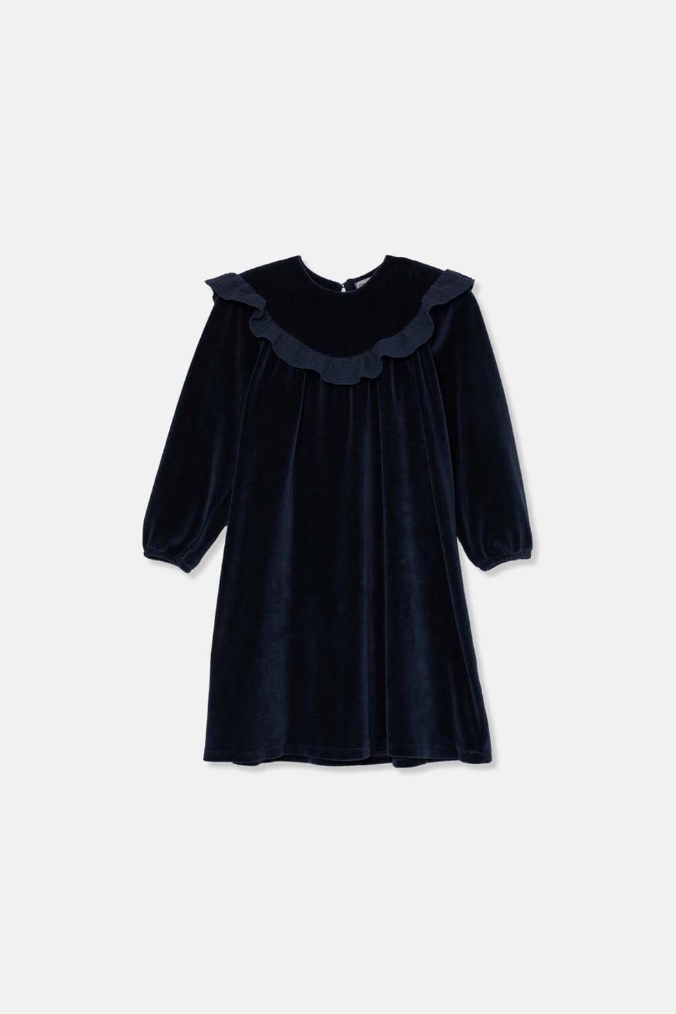 Organic velour dress - Navy