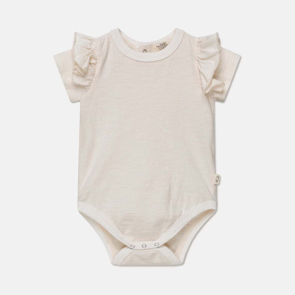 Slub Ruffle Baby Bodysuit - Ivory Bodysuits + Onesies My Little Cozmo 