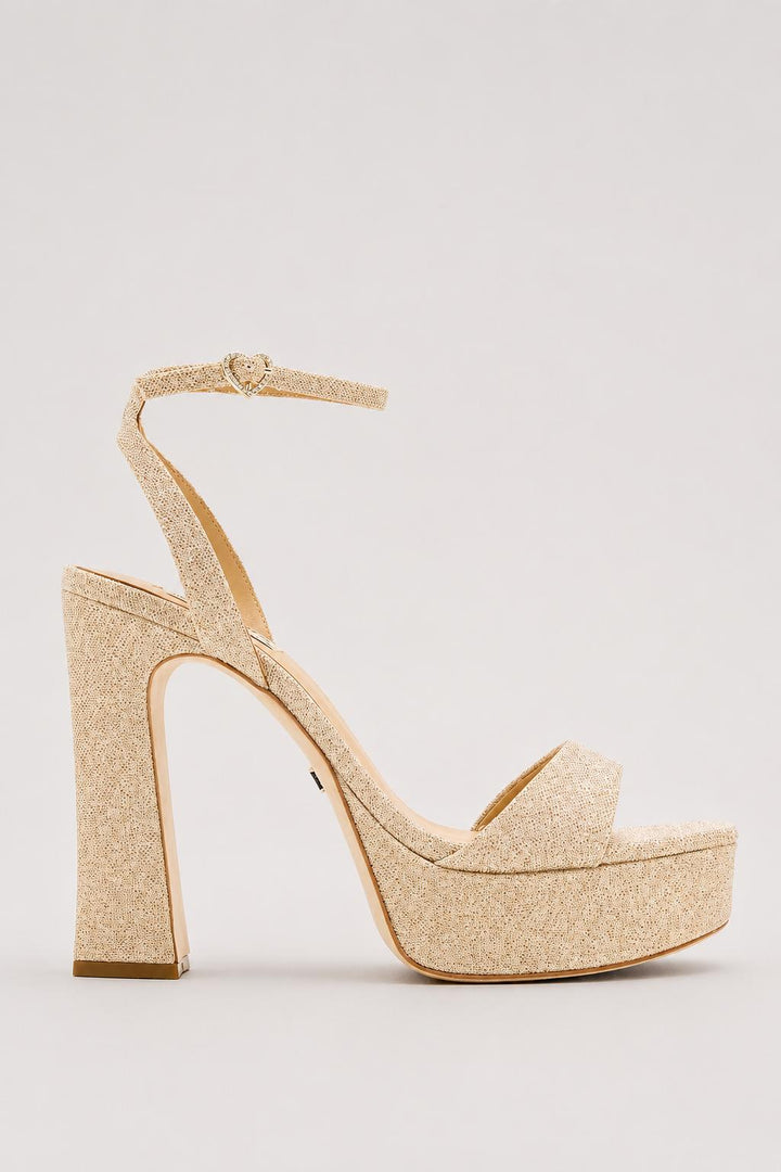 Women's Caia Square Toe High Heel Platform Sandals - Gold Glitter