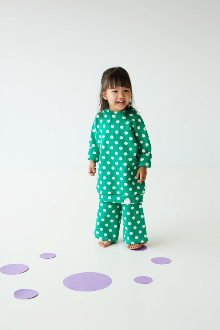 Danny Wide Leg Pants - Green + Polka Dots