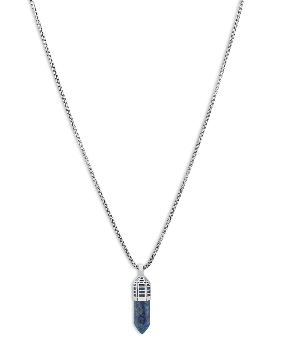 Dopamine Drop Necklace In Blue Stainless Steel And Lapis - Blue
