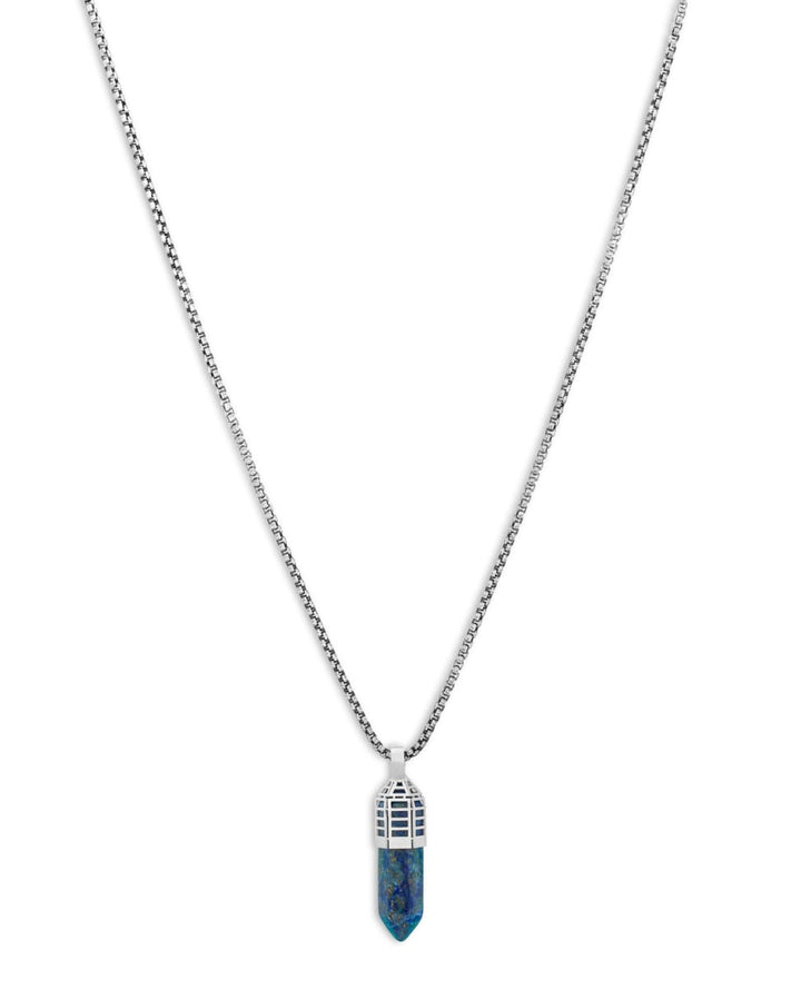 Dopamine Drop Necklace In Blue Stainless Steel And Lapis - Blue