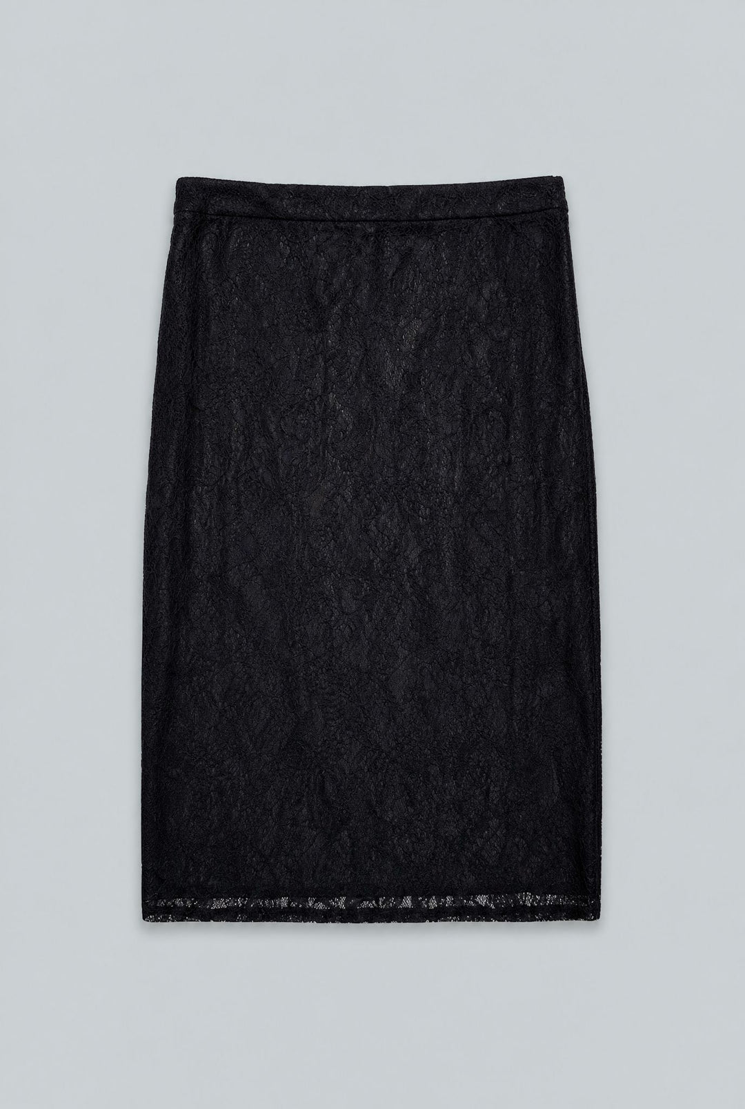 Stretch Lace Pencil Skirt - Black