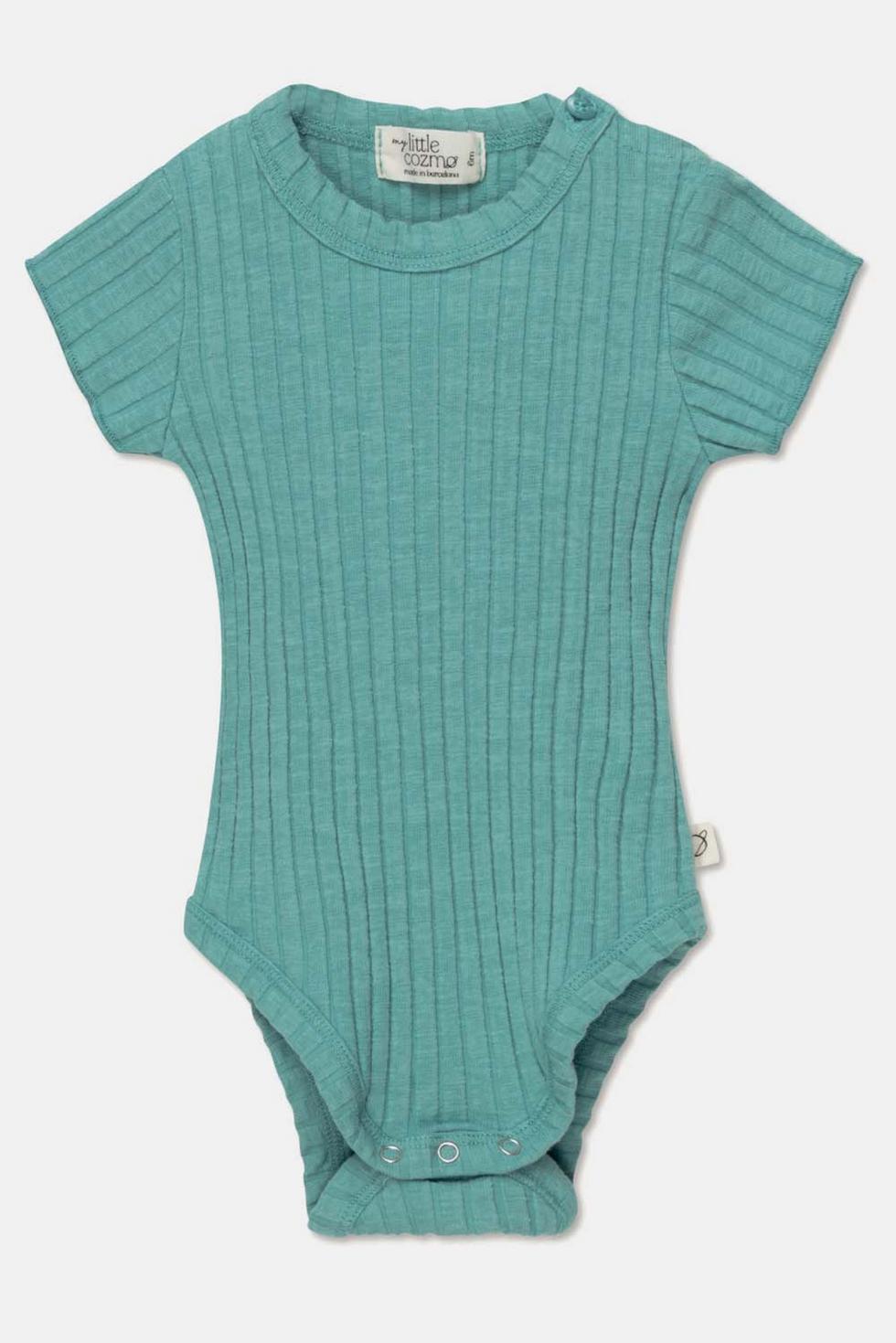 Rib lettuce-edge baby bodysuit - Green