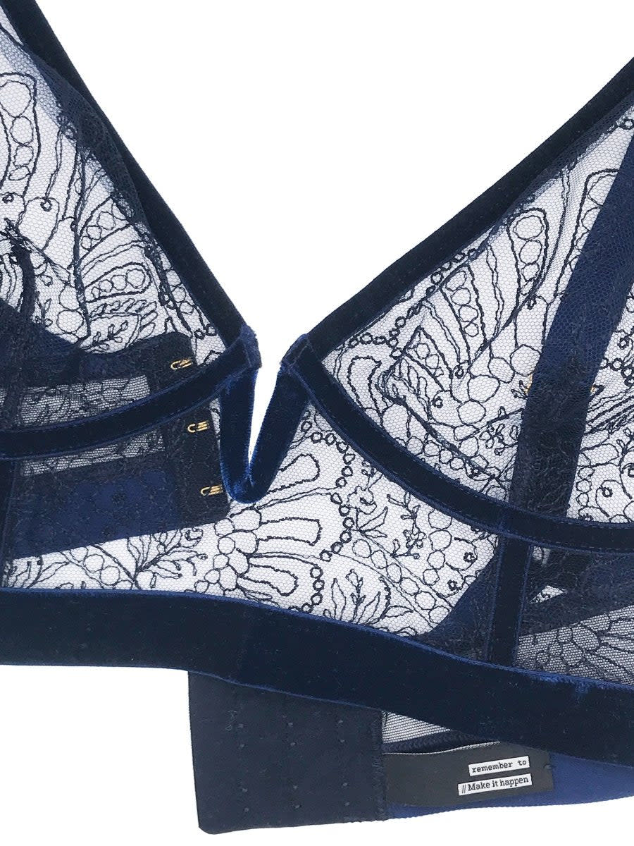 Make It Happen Longline Triangle Bra - Midnight Blue