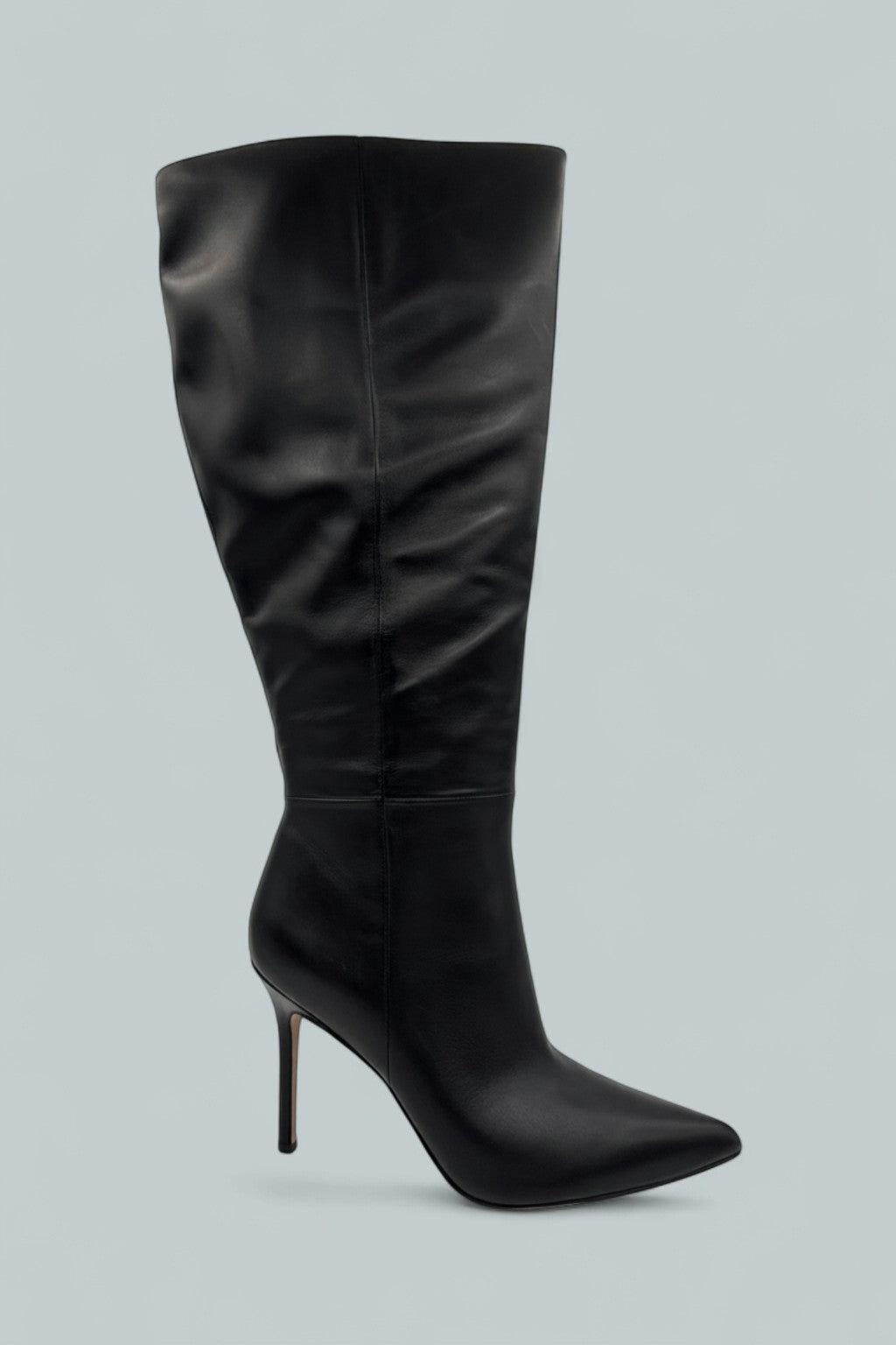 Lisa Stiletto High-Heel Boot Wide-Calf - Black Leather