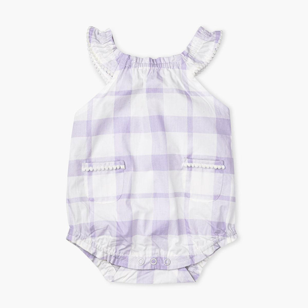 Gingham Bubble Romper - Lavender Gingham