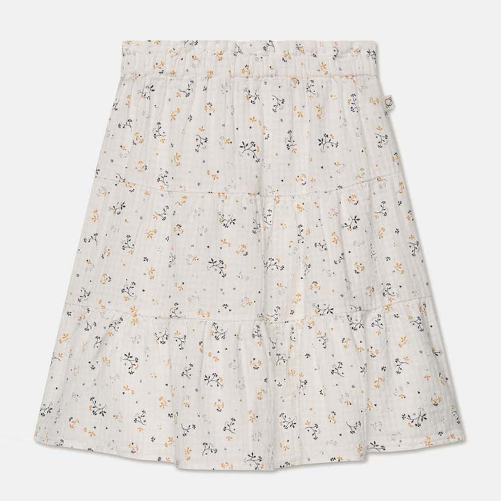 Muslin Floral Flared Skirt - Ivory