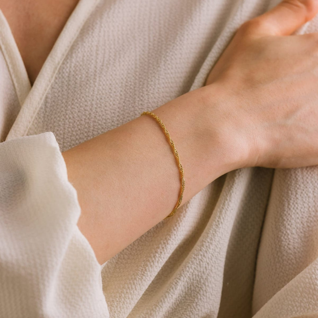 Singapore Chain Gold-Filled Bracelet