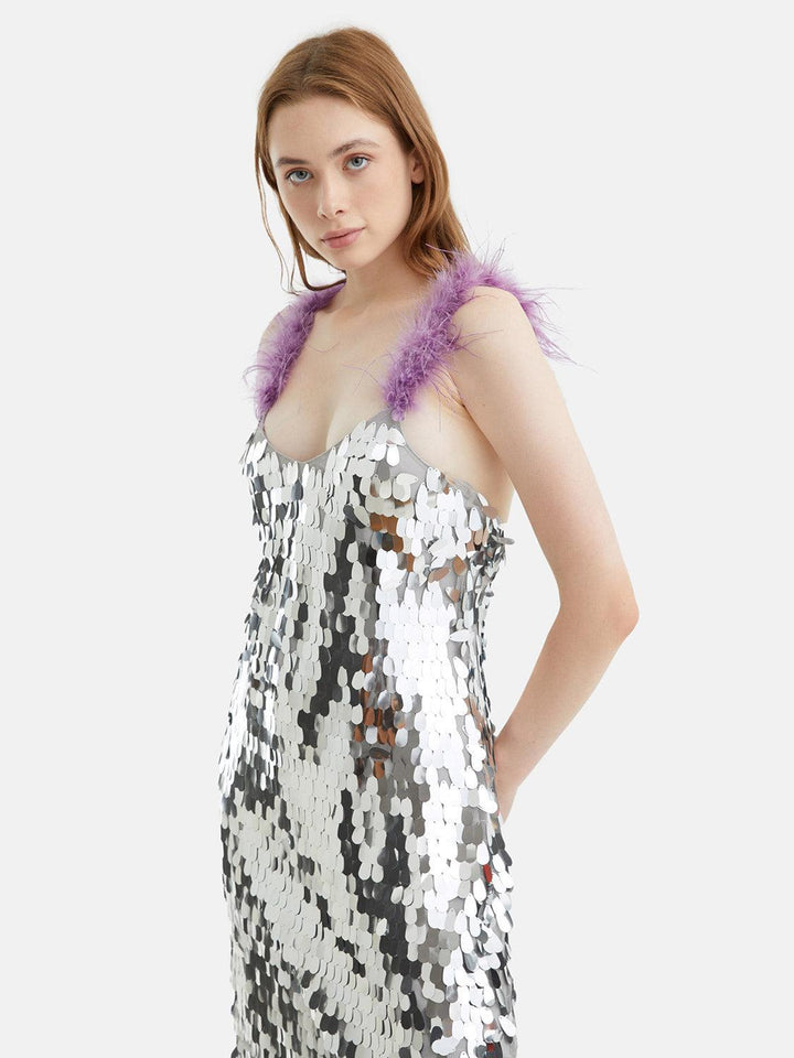 Sequined Long Dress - Silver