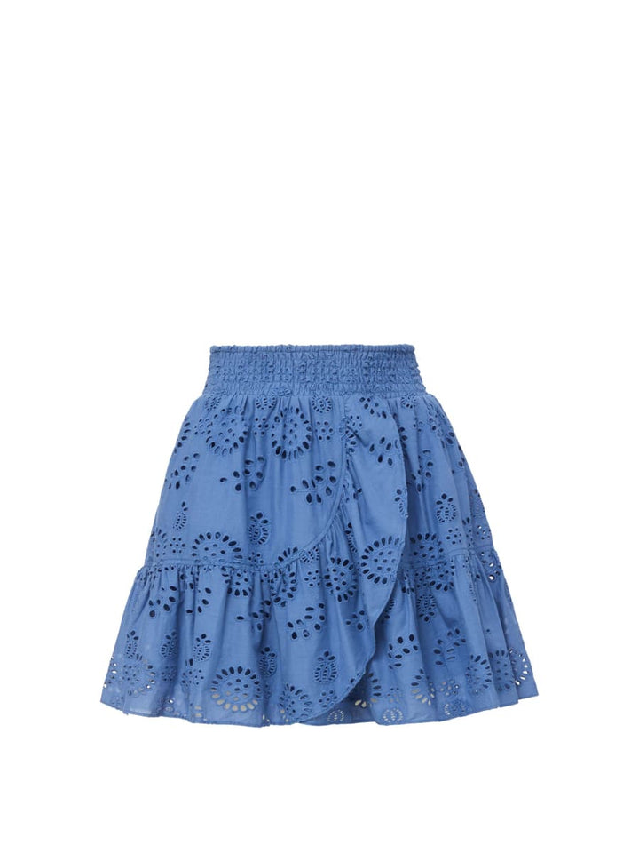 Izzy Skirt In San Andrés Eyelet - Steel Blue