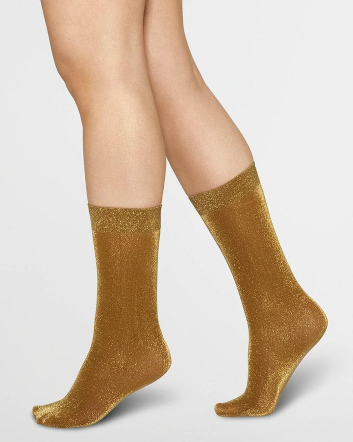 Ines Shimmery Socks - Dark Gold