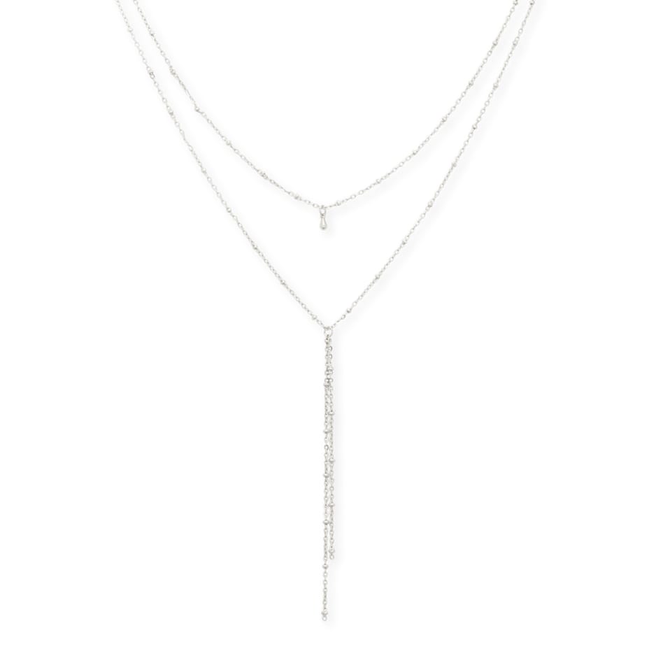 Layered Drop Necklace - silver