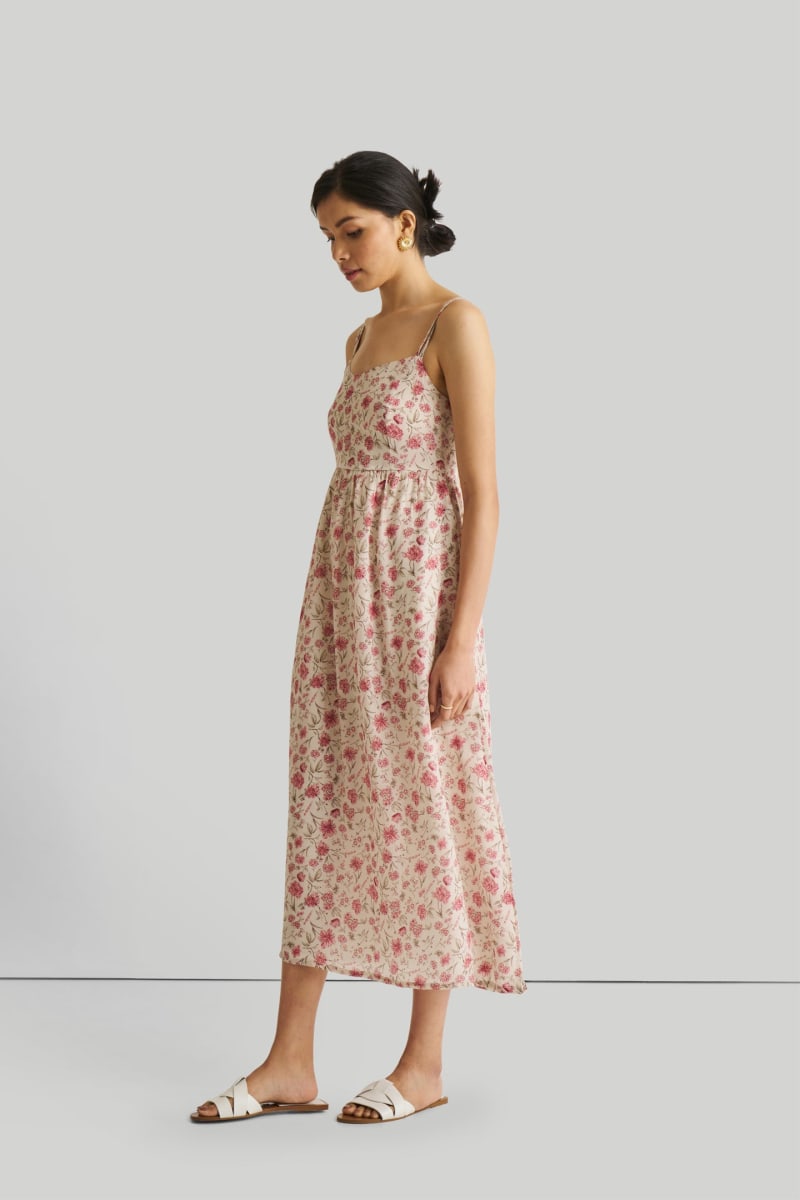 Strappy Gathered Midi Dress - Petal Fusion