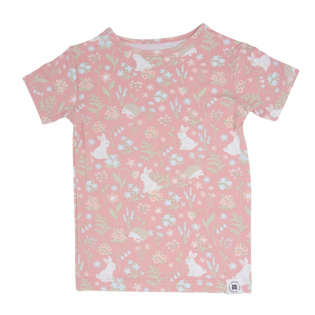 Pink Bunny Floral Summer Pajama Set - Woodland Bunny