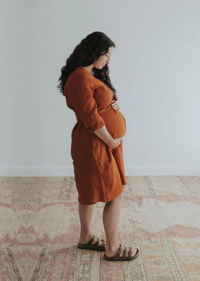 Faye Linen Dress - Red Brick