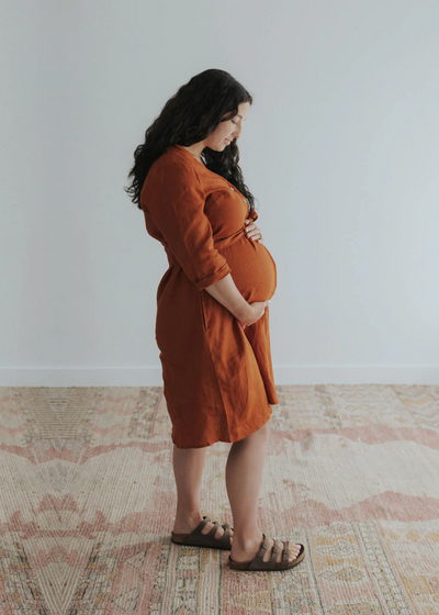 Faye Linen Dress - Red Brick
