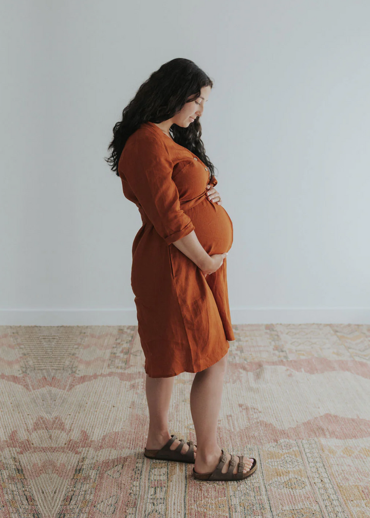 Faye Linen Dress - Red Brick