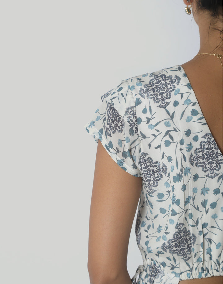 Sapphire Haze Drawstring Maxi Dress - Sapphire Garden