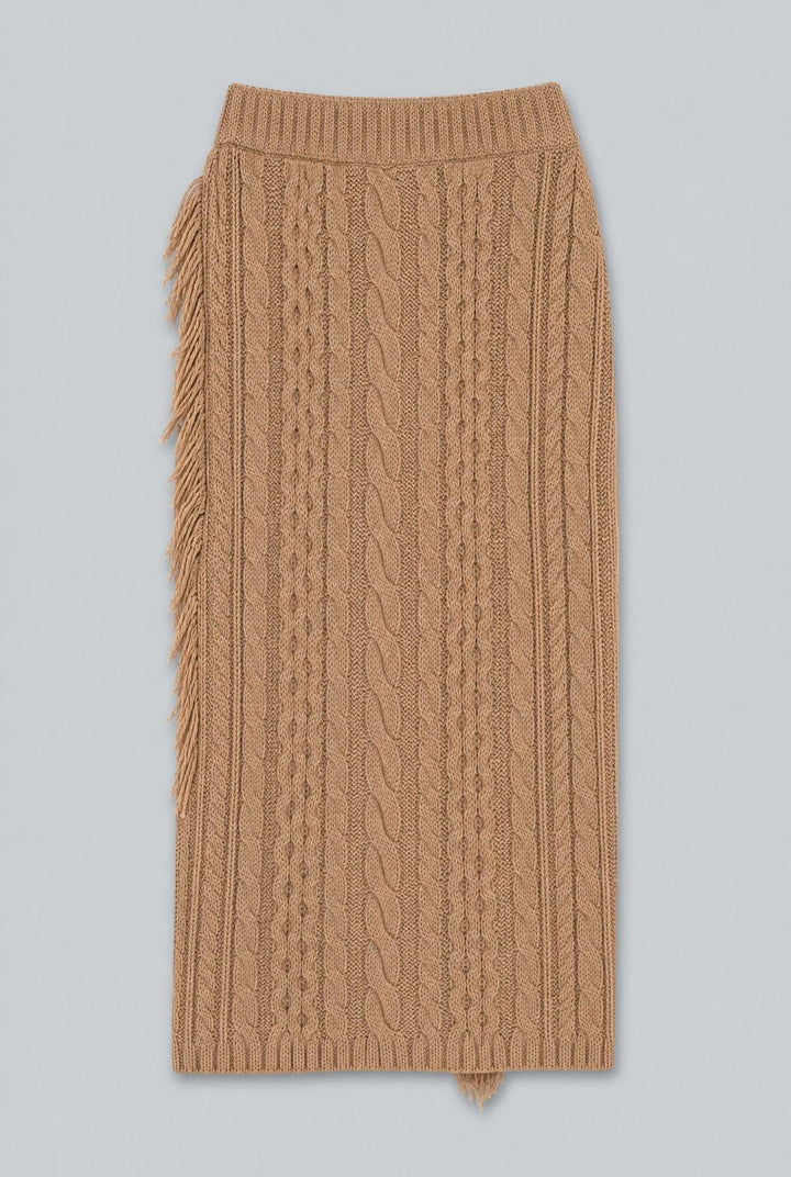 Cableknit Sweater Skirt - Tan