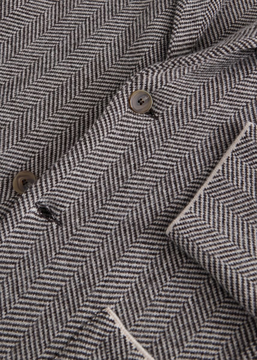 Knitted Bone Wool & Cashmere Jacket - Beige/Brown