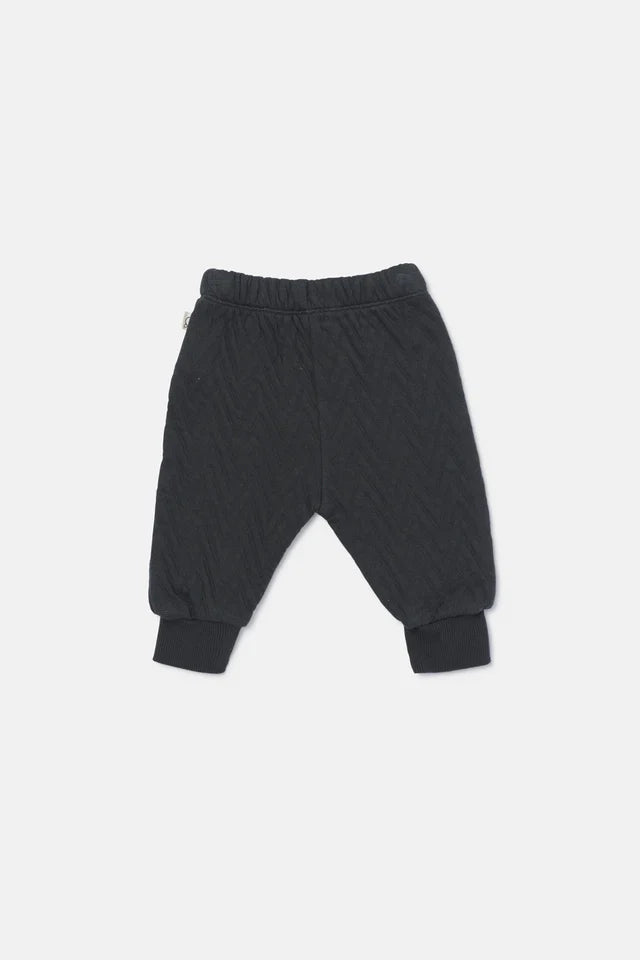 Quilted Zigzag Baby Pants - Dark Grey - Joggers