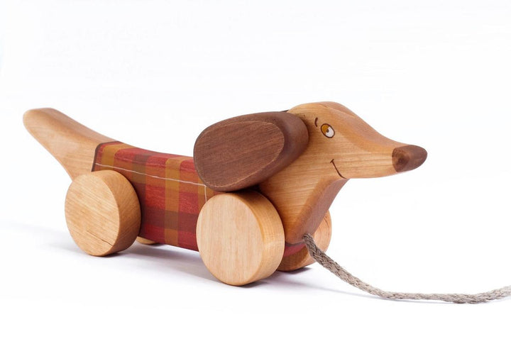 Pull Toy Sausage Dog - Red